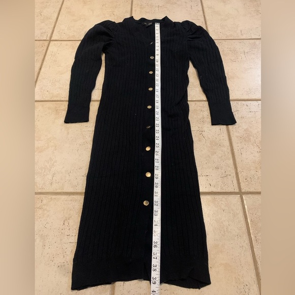 QED London Black Ribbed Knit Button-Front Midi Dress - Size US S - Picture 7 of 7